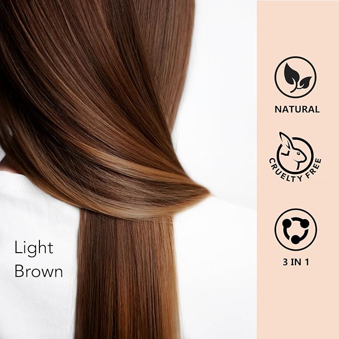 Natural Light Brown Hair Dye Shampoo 3 in 1 for Men & Women, Herbal Instant Color Shampoo Para Canas, 100% Gray Hair Coverage, 16.9 Fl Oz