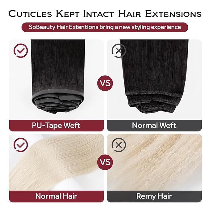 Clip in Hair Extensions Real Human Hair Natural Black Seamless Clip In 100% Remy Hair Extensions PU Skin Weft Add Volume Invisible for Long Straight Hair #1B 16Inch 120G 8PCS