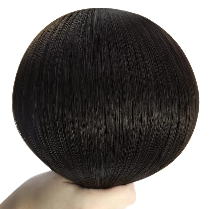 YoungSee Sew in Hair Extensions Real Human Hair Brown Human Hair Sew in Extensions Darkest Brown Silky Texture Weft Human Hair Extensions Brown Hair Extensions Real Human Hair Weft 20Inch 100G