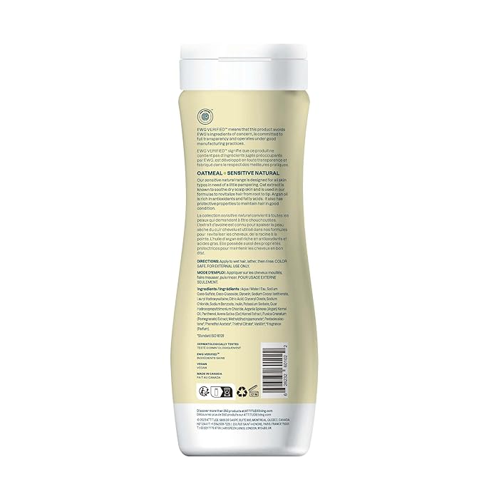 ATTITUDE Color Care Hair Shampoo for Sensitive Dry Scalp, EWG Verified, Soothing Oat, Protects Color, Naturally Derived Ingredients, Vegan and Plant-Based, Color Care, Argan Oil, 16 Fl Oz (Pack of 6)