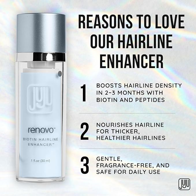 Renovo Biotin Hair Growth Serum - 1 Fl Oz Biotin Oil for Hair Growth for Women and Men, Fragrance-Free Scalp Oil Natural Hairline Enhancer for Men and Women, Scalp Serum for All Types of Hairs