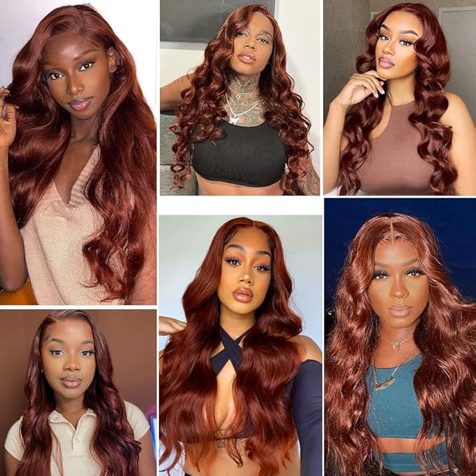 30 32 34 Inch Copper Red Human Hair Bundles Auburn Body Wave Bundles Huxowax Virgin Soft And Silky Remy Hair Extensions Color 33 Body Wave Bundle 300g