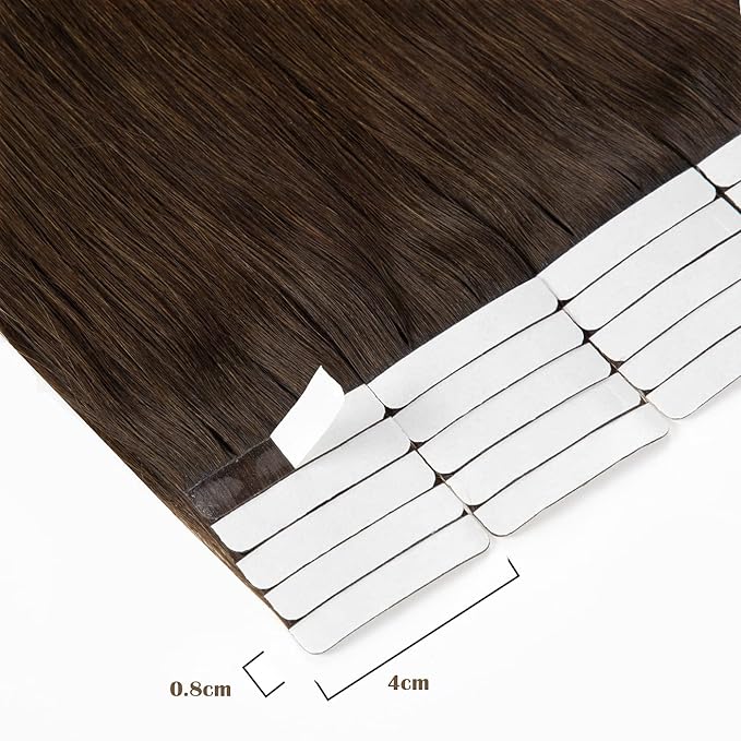 Anrosa Tape in Hair Extensions Human Hair Ombre Darker Brown to Light Golden Brown Silky Straight Real Hair Extensions Human Hair 20pcs/set 50g 14 Inch