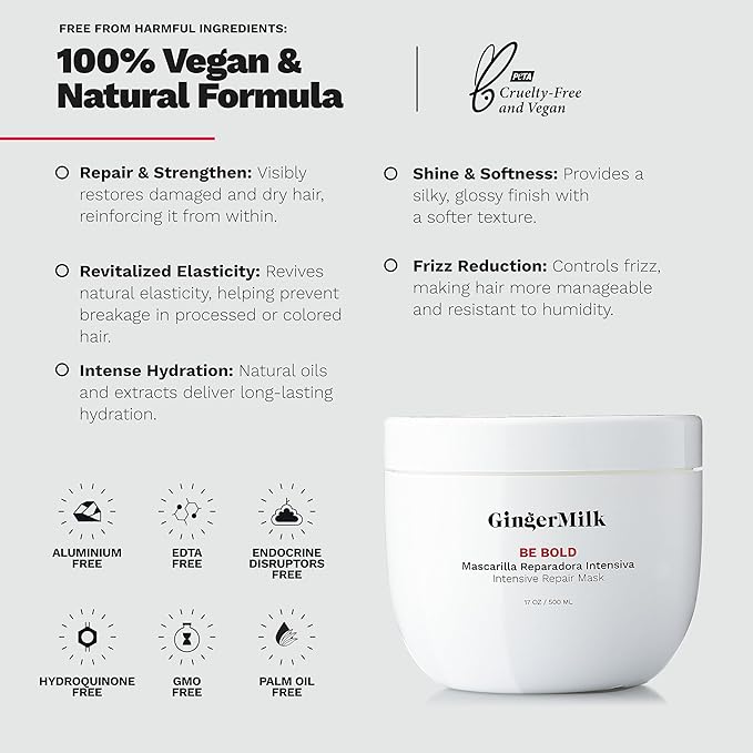 Intensive Repair Hair Mask for Dry / Damaged Hair due to Coloring, Chemical Processes, hot styling tools and dryers | BE BOLD