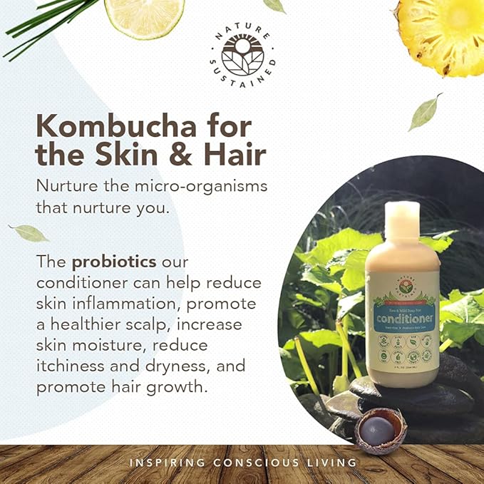 Hydrating Natural Conditioner - Lemongrass Moisturizing Organic Sulfate Free Conditioner - Raw Wildcrafted Probiotic Hypoallergenic Cleansing Conditioning Wash for All Hair - 9 Oz