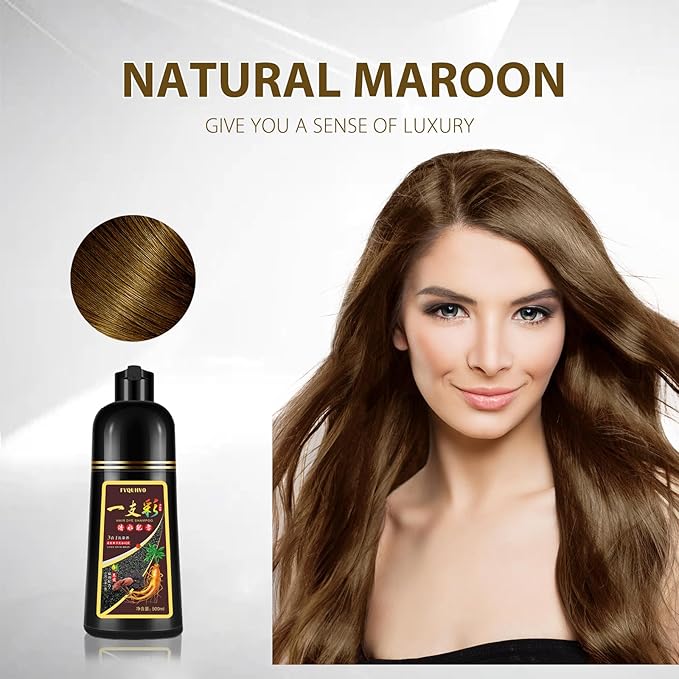 Instant 500ml Chestnut Brown Hair Color Shampoo for Men & Women | Plant Formula, 3 in 1 Natural Hair Coloring Shampoo, Permanent Hair Dye 17.6 Fl Oz