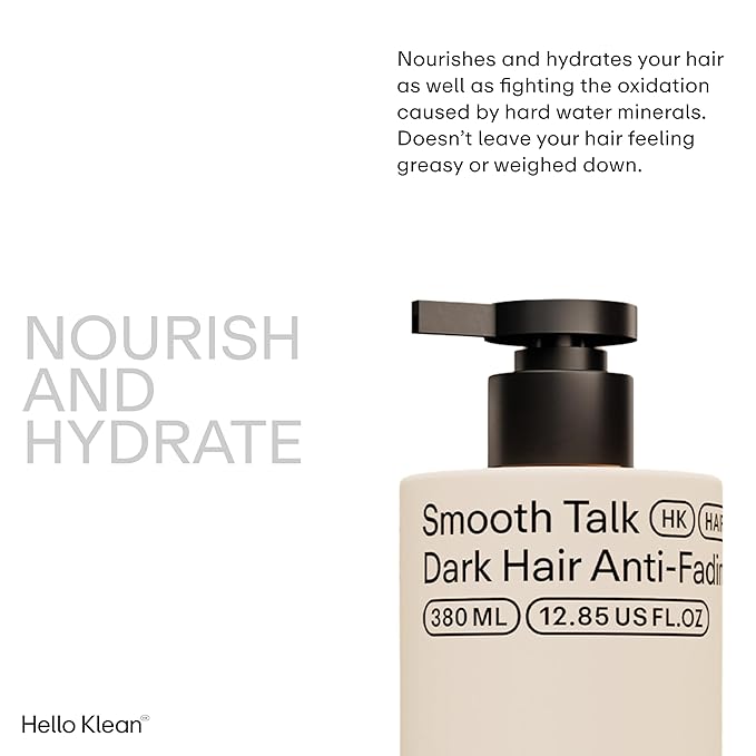 Smooth Talk Dark Hair Anti-Fading Conditioner - Hydrates & Repairs to Reverse Damage Caused by Hard Water - Stop Color Fading & Protect Against Brassiness - With UV Protection