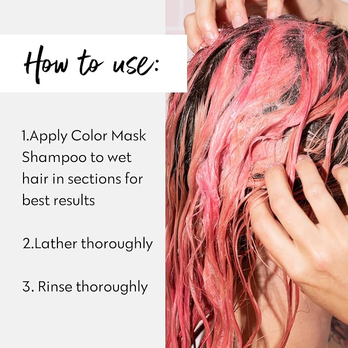 FOUR REASONS Hair Color Shampoo (8 Colors) - Sulfate Free Pink Hair Toner - Color Depositing Shampoo for Color Treated Hair, Vegan, 8.45 Fl Oz (Rose/Pink)
