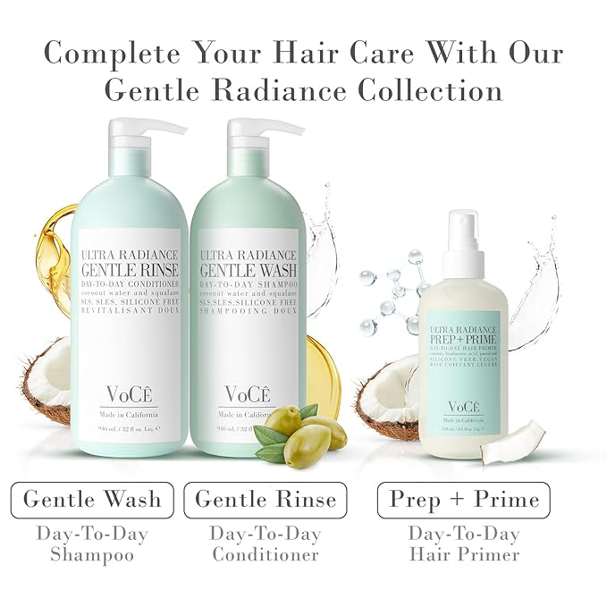 VoCÊ Haircare Gentle Wash Vegan & Cruelty-Free Shampoo | Clean Haircare, Color Safe, Paraben and Sulfate Free, Ultra Radiance, Hydrating, Shine Enhancing (32 oz | 946 ml)