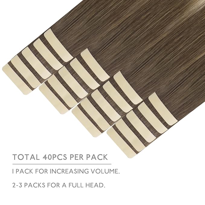 WENNALIFE Tape in Hair Extensions Human Hair, 40pcs 120g 26 inch Ombre Sandy Brown to Platinum Blonde Hair Extensions Real Human Hair Straight Tape in Extensions Invisible Human Hair Extensions