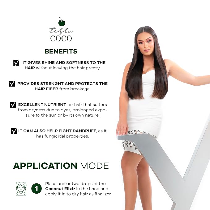 TERRACOCO COCONUT ELIXIR | Vegan | Moisturizes and Nourishes | Ideal for Extremely Dry and Worn Hair Damaged by Sun or Chemicals