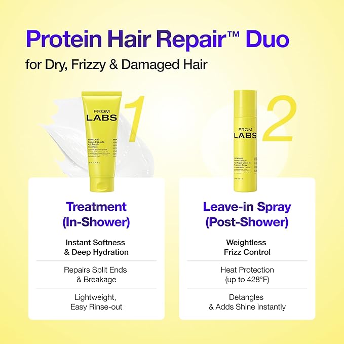 Protein Capsule Hair Repair Treatment, 3-Minute Keratin Hair Mask & Deep Conditioner for Damaged, Repair & Strengthen, Instant Detangling, Anti-Frizz, Low-pH, Fine-Hair Safe, 6.76 fl oz