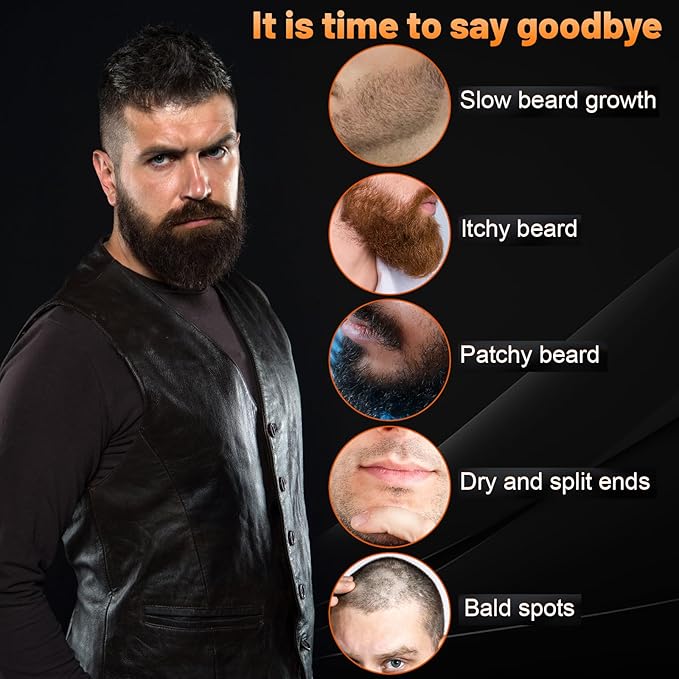 Beard Oil,Maximun Thickening Biotin, with Castor Oil and Argan & Jojoba Oils, Promotes Beard Growth, Styles, Strengthens & Softens Beards & Mustaches,1 Ounce*2(2 Pack)
