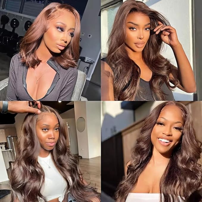 Color #4 Bundles Human Hair Brown Body Wave Bundle Niegmeag 22 24 26 Inch Chocolate Brown Human Hair Bundles Double Weft Color 4 Body Wave Bundle