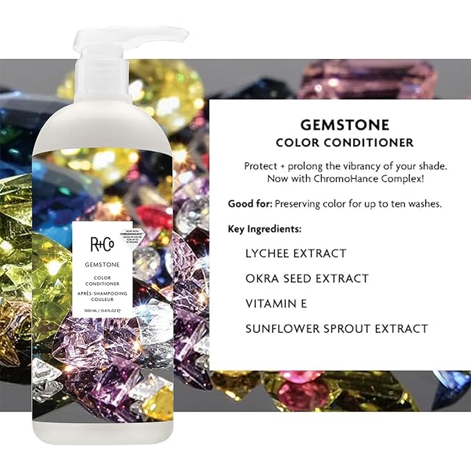 R+Co Gemstone Color Hair Shampoo and Conditioner Set for Color Treated Hair | Body + Shine + Smoothing for All Hair Types | Vegan + Cruelty-Free | 1 Liter, Pack of 2