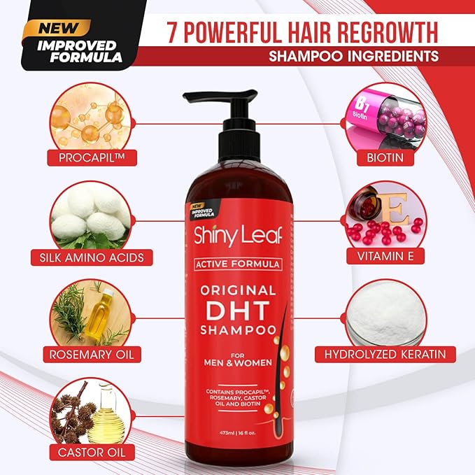 Anti-Hair Loss Shampoo With Biotin, for Men & Women - Sulfate-Free, Natural DHT Blocking Formula for Hair Growth, Thinning Hair Prevention, 16 Oz
