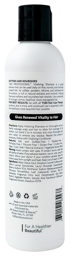 Vitalizing Shampoo - Natural Shampoo for Fine, Normal & Color Treated Hair - Gentle Cleansing Formula, Vegan Hair Care -No Sulfates, Parabens, Phthalates or Silicone - 8 fl oz