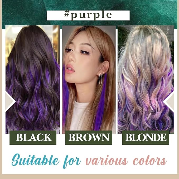 RUNATURE Tape in Hair Extensions Human Hair Straight Color Purple Hair Extensions Tape in Extensions for Long Hair, Remy Natural Hair for Highlights, Soft Silky Tape Ins 20 Inch 50g 20pcs