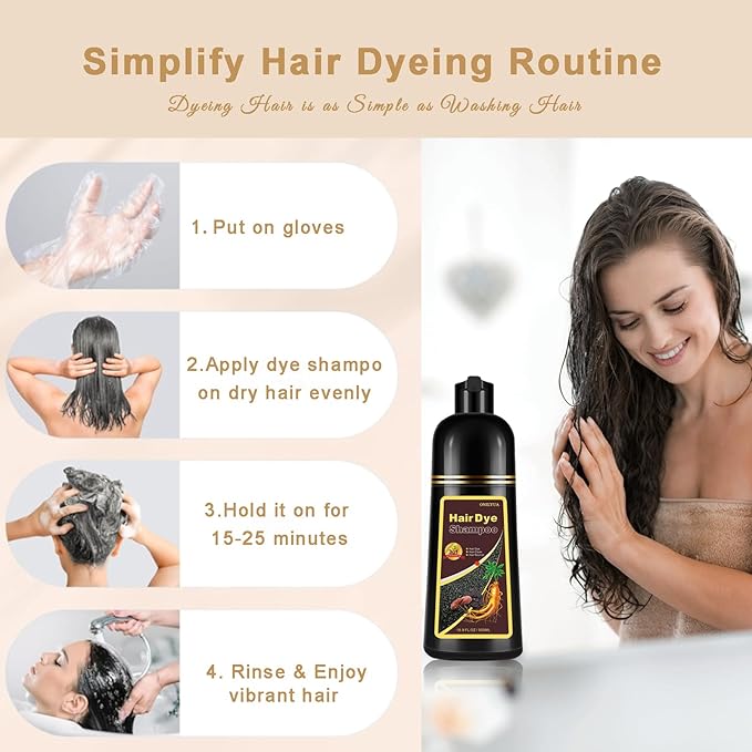 Coffee Hair Dye Shampoo, Hair Color Shampoo, Long Lasting Brown Hair Dye, Shampoo Para Pintar el Cabello, Brown Hair Shampoo, Easy to Use, Works in Minutes, 16.90 Fl Oz