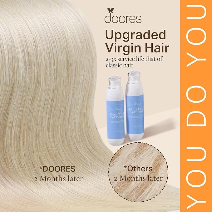 DOORES Human Hair Extensions Platinum Blonde 150g 9pcs 16 Inch Remy Clip in Hair Extensions for Women - Real Hair Extensions Natural Thick Hair