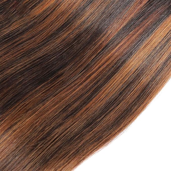 Ombre P430 Highlight Straight Bundles Brown and Light Brown Straight Bundles two tone Double Weft Brazilian Human Hair Soft and Silky for Black Women 20 22 24 Inch