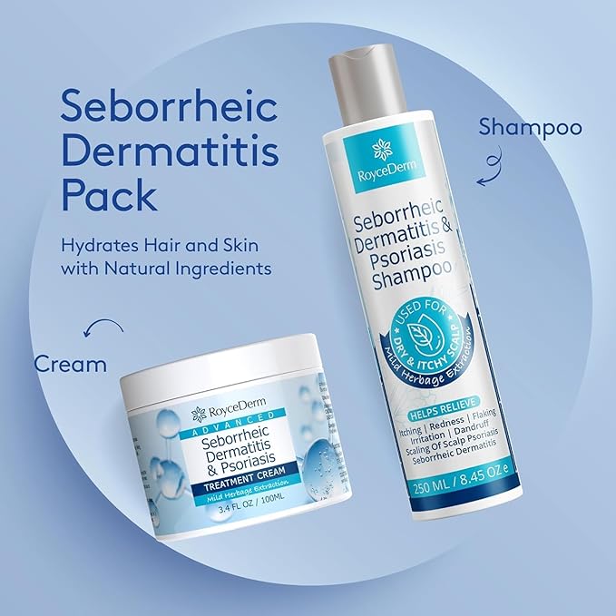 Roycederm Seborrheic Dermatitis Cream, Scalp Treatment for Psoriasis, Folliculitis, Dry Scalp, Dandruff, Anti-Itch Cream for Soothing Relief