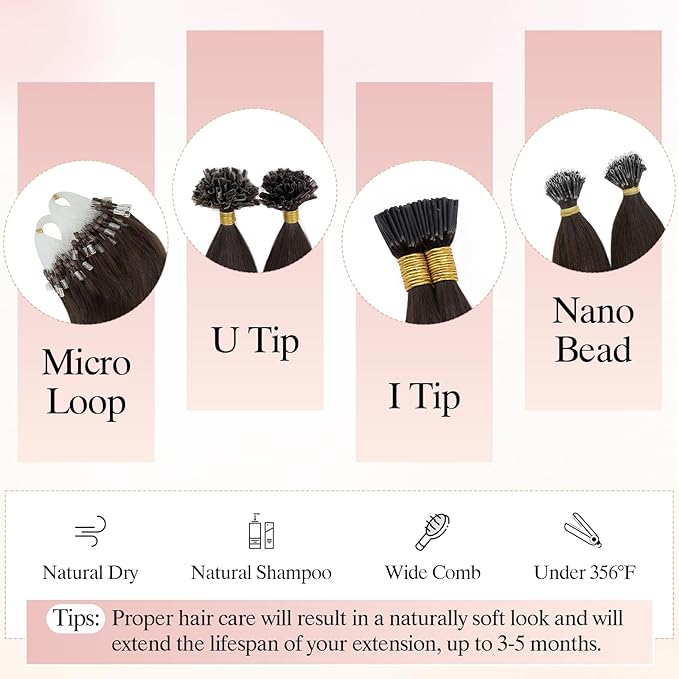 U Tip Hair Extensions Human Hair Pre Bonded Extensions Keratin Fusion Extensions K Tip Hair Extensions Real Human Hair Silky Straight Natural 50g/100 Stands 16" Jet Black