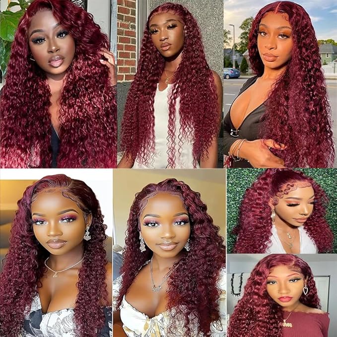 ZCMYVINND99J curly Wave Human Hair Bundles 08 10 12 Inch Double Weft Brazilian Remy Weave Burgundy 99J curly Wave Human Hair Bundles Dark Burgundy kinky Human Hair Bundle Unprocessed Virgin Extensions