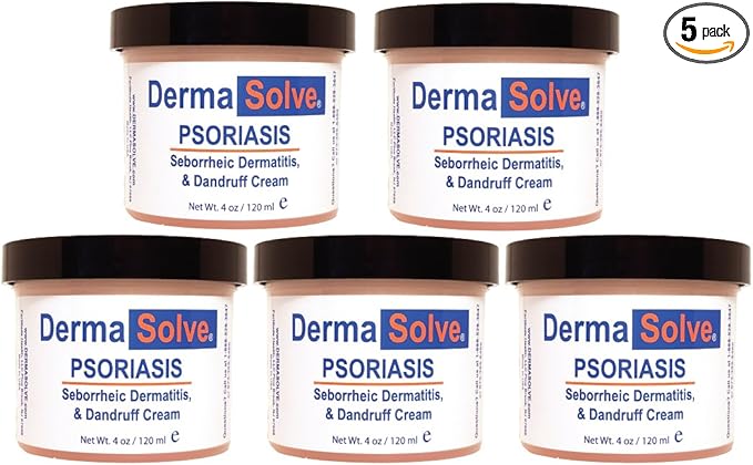 Dermasolve Psoriasis, Seborrheic Dermatitis and Dandruff Cream Formulated to Treat Itchy Skin & Prevent Future Flares to Provide Soothing Moisturizing Relief. (4.0 oz.) 5-Pack