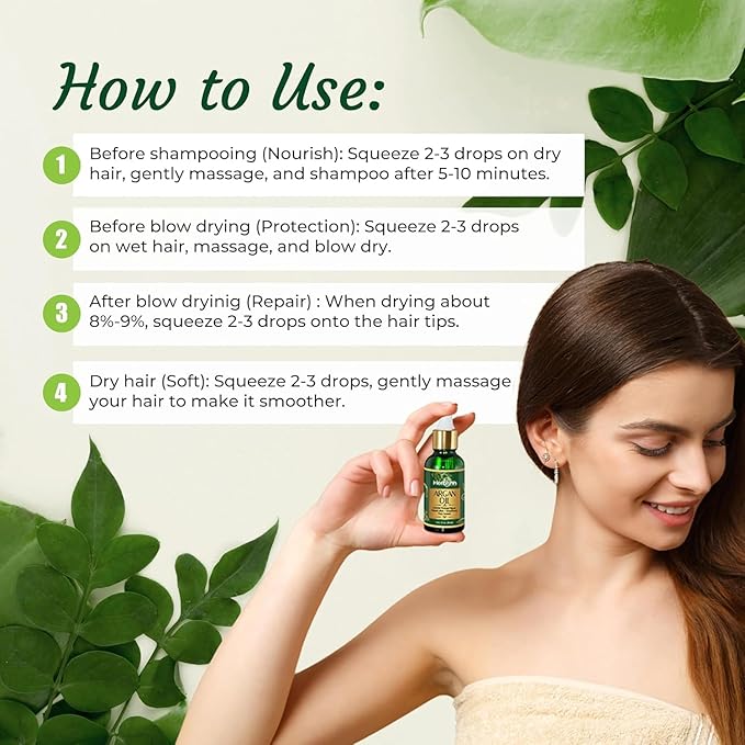 Herbishh Chestnut Brown Hair Dye Shampoo 200ml + Argan Oil 30ml – Grey Coverage & Frizz Control Combo – 3-in-1 Color, Cleanse & Repair