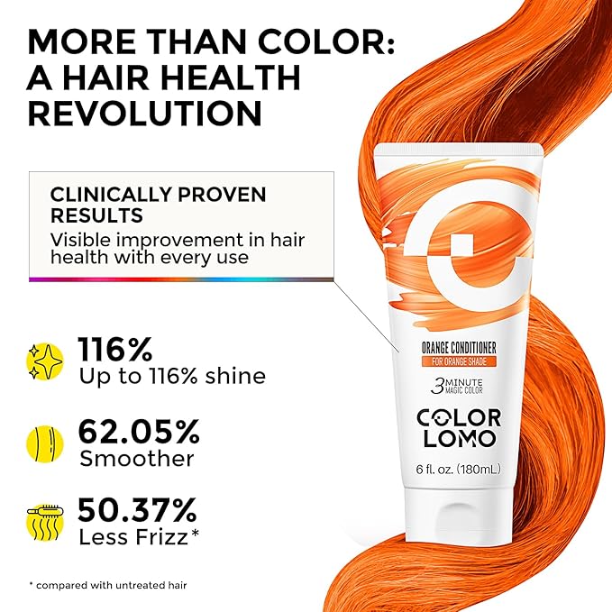 Semi Permanent Hair Color - 6 oz Color Depositing Conditioner with Shea Butter & Almond Oil- Color Conditioner Depositing Hair Mask - Vegan, Paraben, Ammonia & Sulfate Free -Orange