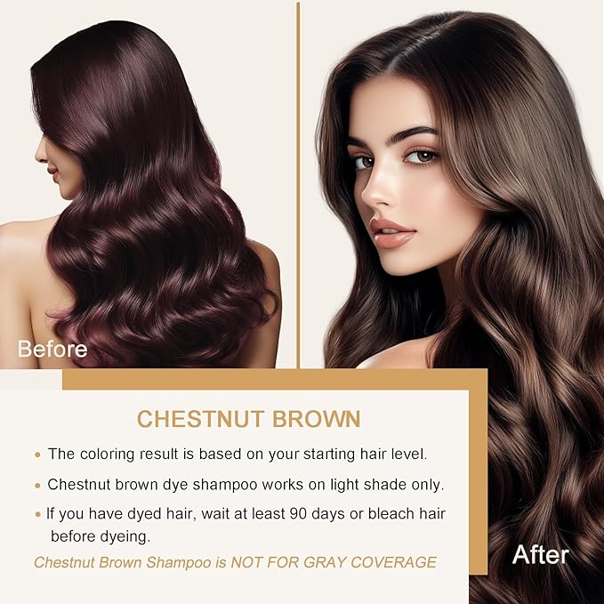 Brown Hair Dye Shampoo, Hair Color Shampoo for Women Men, Long Lasting Brown Hair Shampoo, Colors in Minutes, Champu Para Canas, Easy to Use