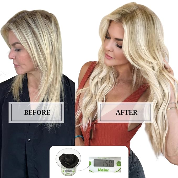 DOORES Clip in Hair Extensions Real Human Hair, Light Blonde Highlighted Golden Blonde 150g 9pcs 18 Inch, Real Hair Extensions Clip in Human Hair Natural Thick Human Hair Extensions Clip ins Straight