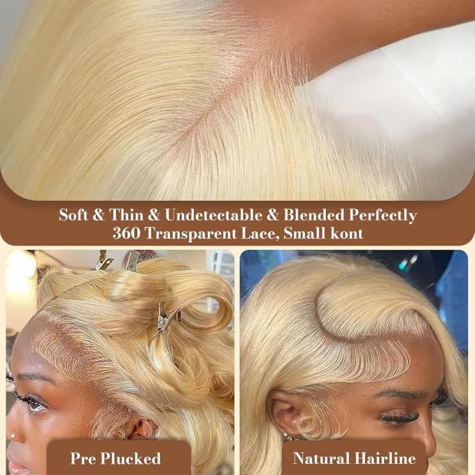613 Lace Front Wig Human Hair 7×5 Glueless Blonde Body Wave Lace Front Wigs Human Hair Pre Plucked Pre Cut 180% Density Wear And Go Blonde Short Bob Wigs For Women 16inch