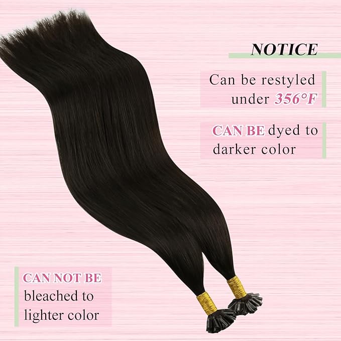 YoungSee Utip Hair Extensions Human Hair Dark Brown 24 Inch U Tip Human Hair Extensions Dark Brown 50s/50g Hot Fusion
