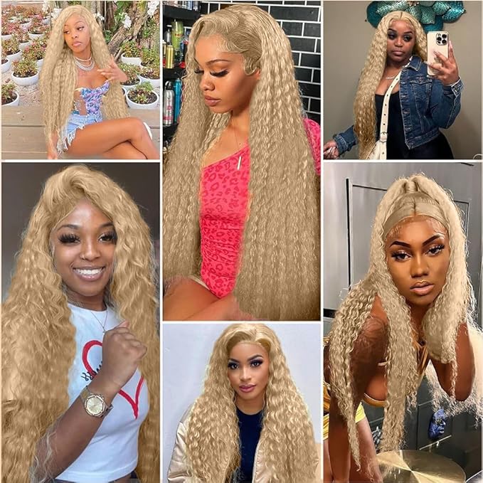 #22 Ash Blonde Bundles Human Hair Water Wave Bundles 26 28 30 Inch Human Hair Weave 3 Bundle Unprocessed Brazilian Virgin Hair Blonde Water Wave Human Hair Extensions 50 Grams/Bundle
