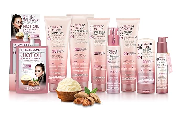 GIOVANNI 2chic Leave-In Conditioning Styling Elixir - Anti-Frizz Natural Hair Smoothing Formula with Shea Butter & Sweet Almond Oil, Macadamia, Detangler, Paraben Free, Color Safe Conditioner - 4 oz