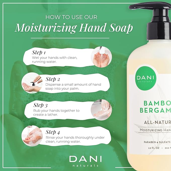 Naturals Moisturizing Hand Soap – Bamboo Bergamot Scent, Hydrating, Sulfate-Free & Paraben-Free, 12 Oz Bottle with Pump, Gentle Cleansing for Dry Skin