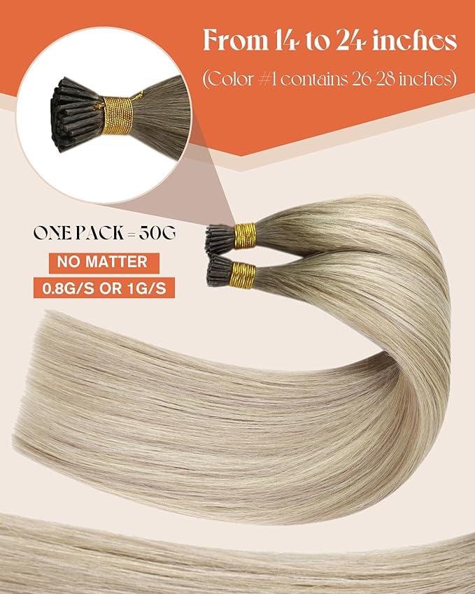 Sunny Hair Long I Tip Hair Extensions Human Hair 22inch I Tip Hair Extensions Ash Blonde Ombre Platinum Blonde Hair Extensions I Tip Add Volume for Travel 50g