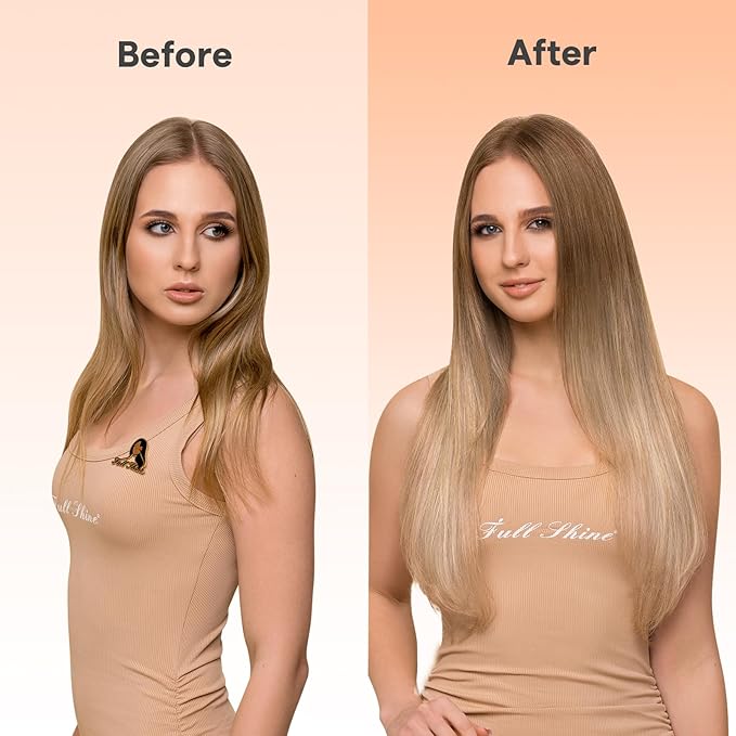 Full Shine Butterfly Weft Hair Extensions Color Dark Brown To Light Brown Mix Blonde Double Side Genius Weft Adn Pu Hole Weft Extensions For Women 22 Inch Micro Bead Add Length 100 Grams