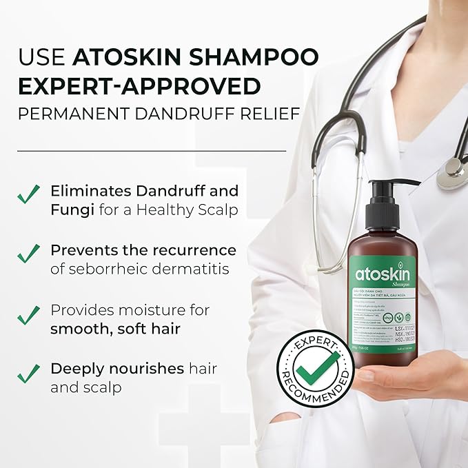 Atoskin Shampoo β for Seborrheic Dermatitis - Helps Reduce Oil & Improve Scalp Comfort (6.8 oz)