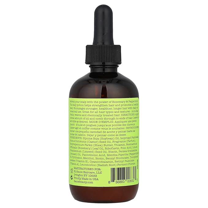 SAUCE BEAUTY Hair Oil, Rosemary Mint with Biotin (3 Fl Oz) Helps Promote Hair Growth & Rejuvenation, Scalp Oil for Thicker, Stronger Hair, No Parabens