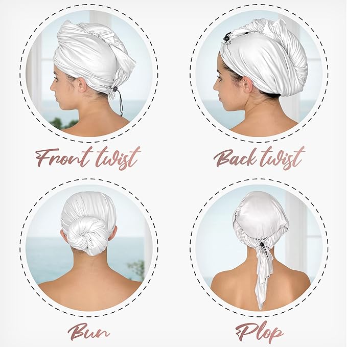 THE PERFECT HAIRCARE Curly Hair Girls Microfiber Plopping Towel Set - Anti-frizz Silky Smooth Hair Drying Wrap for Women - Super Absorbent Large Hair Towel + 2 Scrunching Towels to Micro Plop