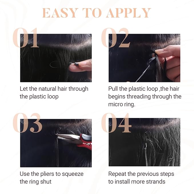 MAXITA Microlink Hair Extensions Human Hair Dark Brown Micro Bead Hair Extensions Virgin Human Hair, 50g/50 Strands/Pack, 22 In