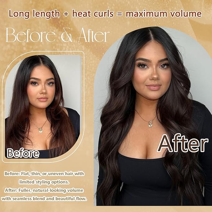 Brown Clip in Hair Extensions 18 Inches 85g #2 Dark Brown Natural Hair Extensions Human Hair 7pcs Straight Silky