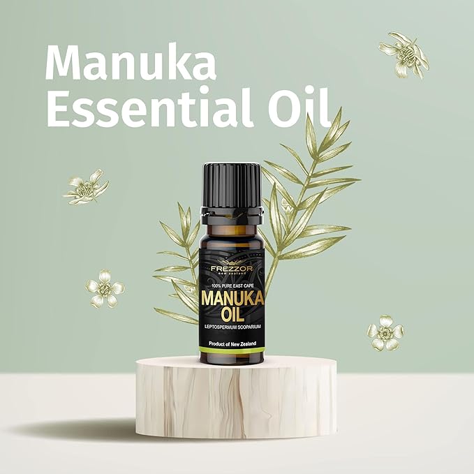 FREZZOR Manuka Essential Oil - Promotes Healthy Nails & Smooth, Acne-Free Skin (10ml) 5 Bottles - 100% Pure Natural High-Grade Manuka Oil Essential Oil for Topical Use & Aromatherapy Diffuser.