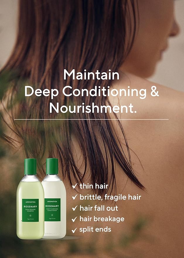 AROMATICA Rosemary Scalp Scaling Shampoo and Conditioner Set 13.53 fl.oz each – Vegan Hair Care Gift Set with Rosemary Oil. Sulfate Free Shampoo Conditioner For Hair Growth