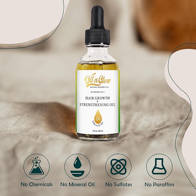 USDA Certified Organic 8 in 1 Natural Hair Growth Serum & Strengthening Oil with Rosemary, Castor, 100% Vegan Jojoba, Coconut, Grape Seed, Ginger & Scalp DHT Blocker Oil -2 FL