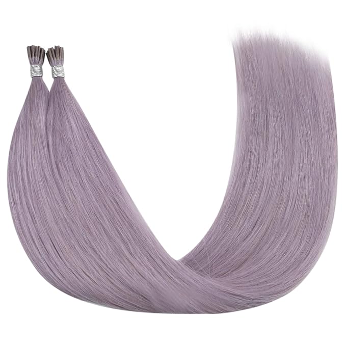 YoungSee Itip Hair Extension Real Human Hair Purple Itips Hair Extensions Real Human Hair Light Purple 24 Inch Tip Hair Extensions Color for Long Hair 25s 25g Stick Tip Hair Extensions Soft and Silky
