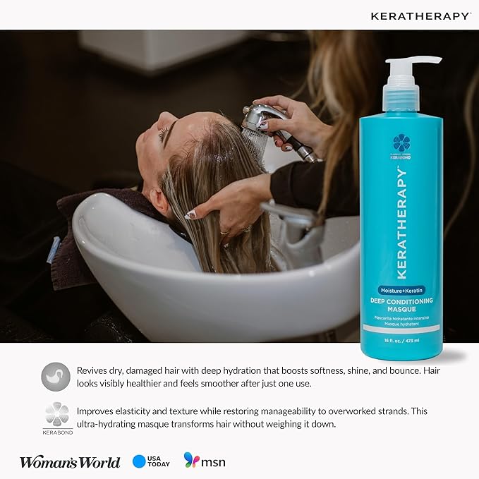 KERATHERAPY Keratin Infused Deep Conditioning Masque, 16.9 fl. oz., 500 ml - Moisturizing Hair Deep Conditioning Treatment with Kerabond, Jojoba Oil, Nettle Root Extract, Wheat Oil, & Persian Walnut